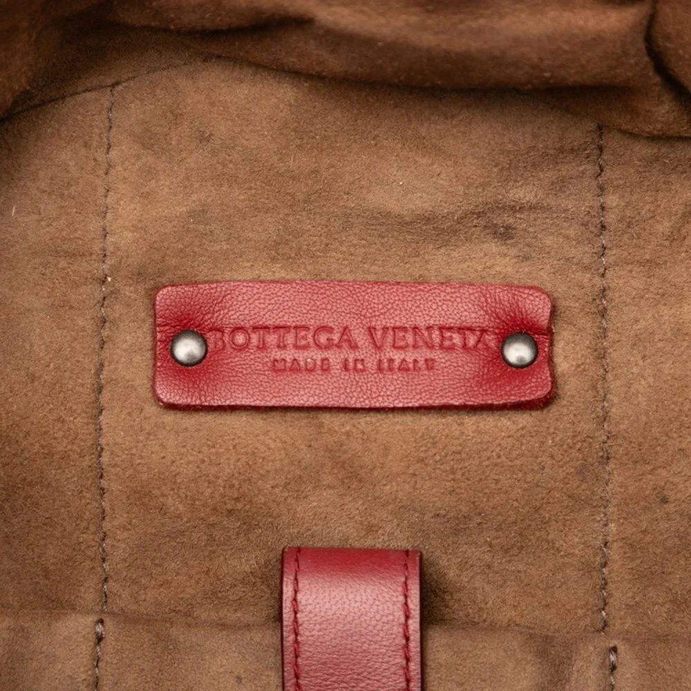 BOTTEGA VENETA Red Leather Intrecciato Backpack